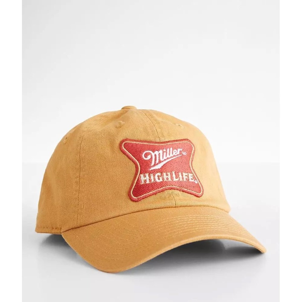 Miller High Life Baseball Cap Mustard Tan Adjustable Dad Hat Brewery Logo Hat